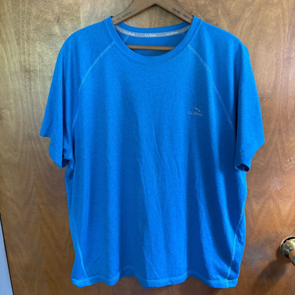 L.L. Bean Men's Blue Slightly Fitted Short Sleeve T-Shirt XL Base Layer Hiking